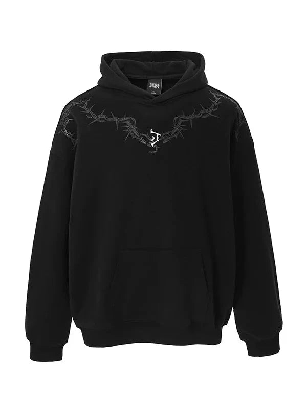Glue Crack Print Hoodie - chiclara
