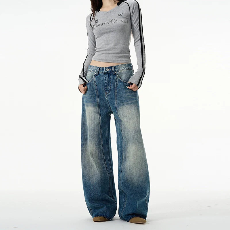 Retro Wash Relaxed Wide-Leg Jeans