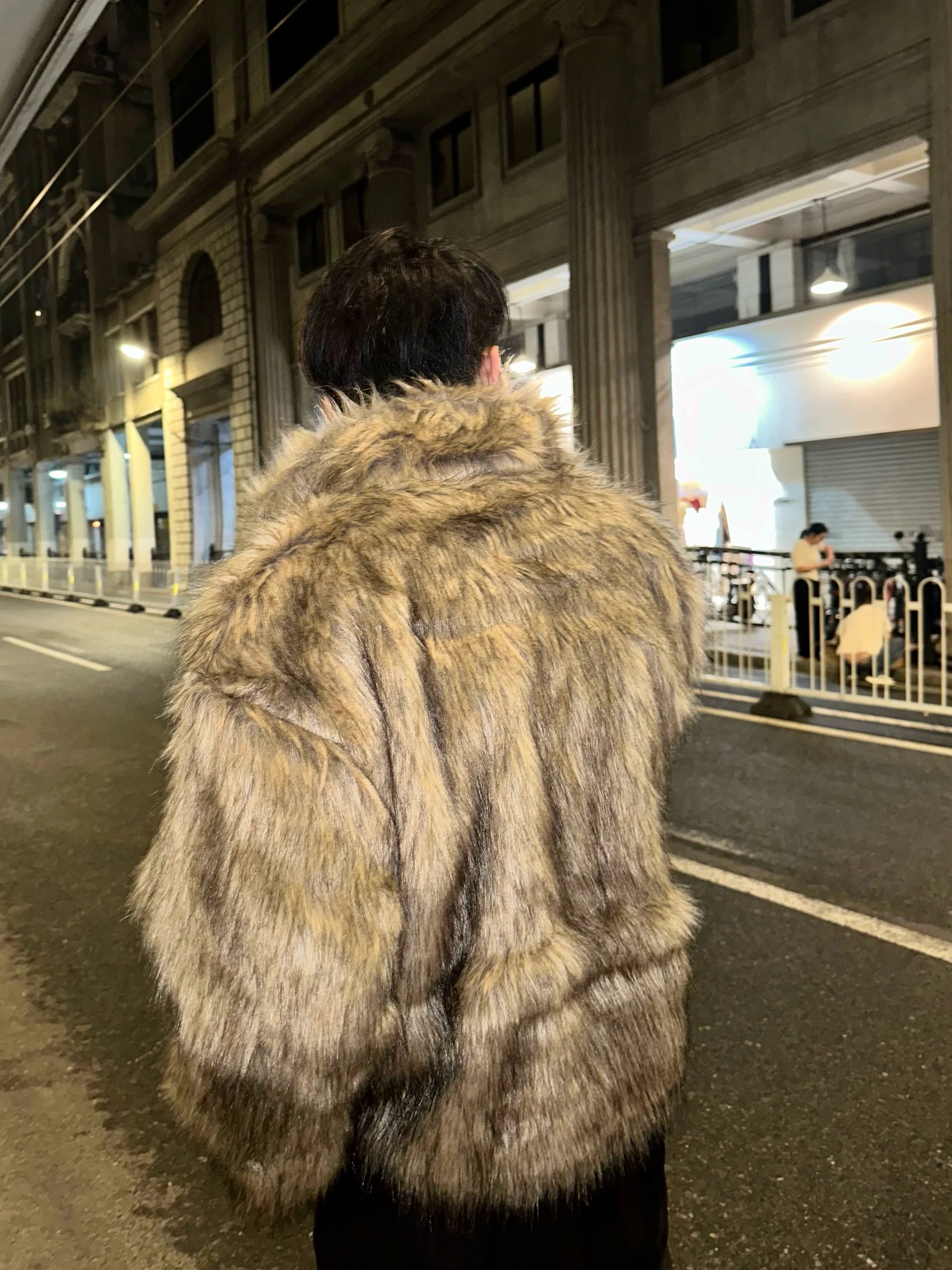 Plush Faux Fur Hooded Coat