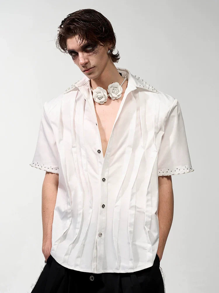 Pearl Studded Origami Shirt