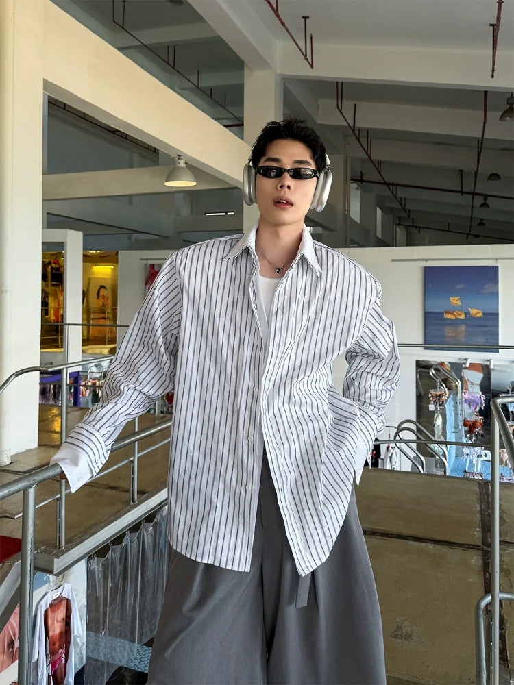 Loose Fit Striped Button Shirt