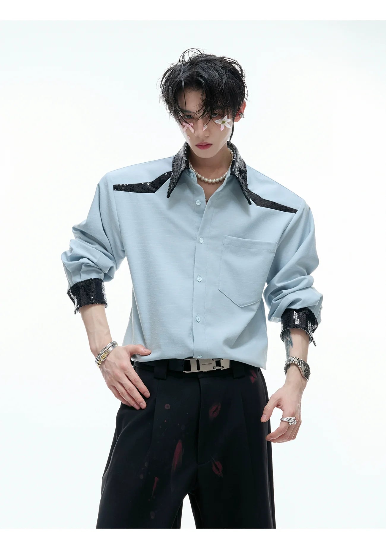 Sequin Trim Party Shirt