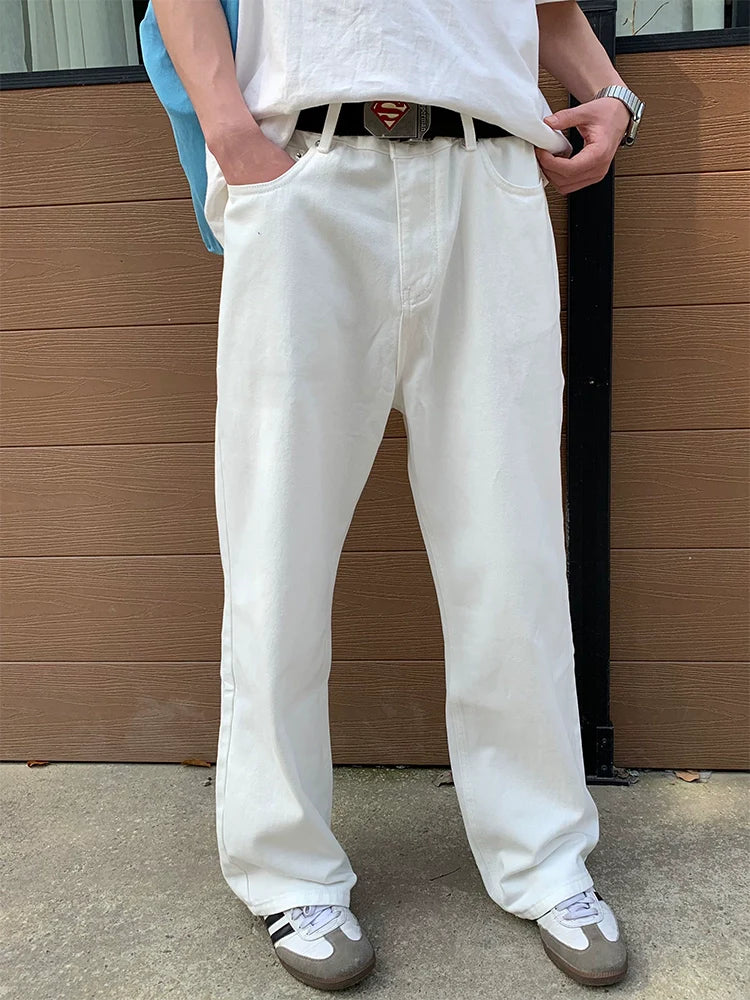 White Straight Wide-Leg Jeans