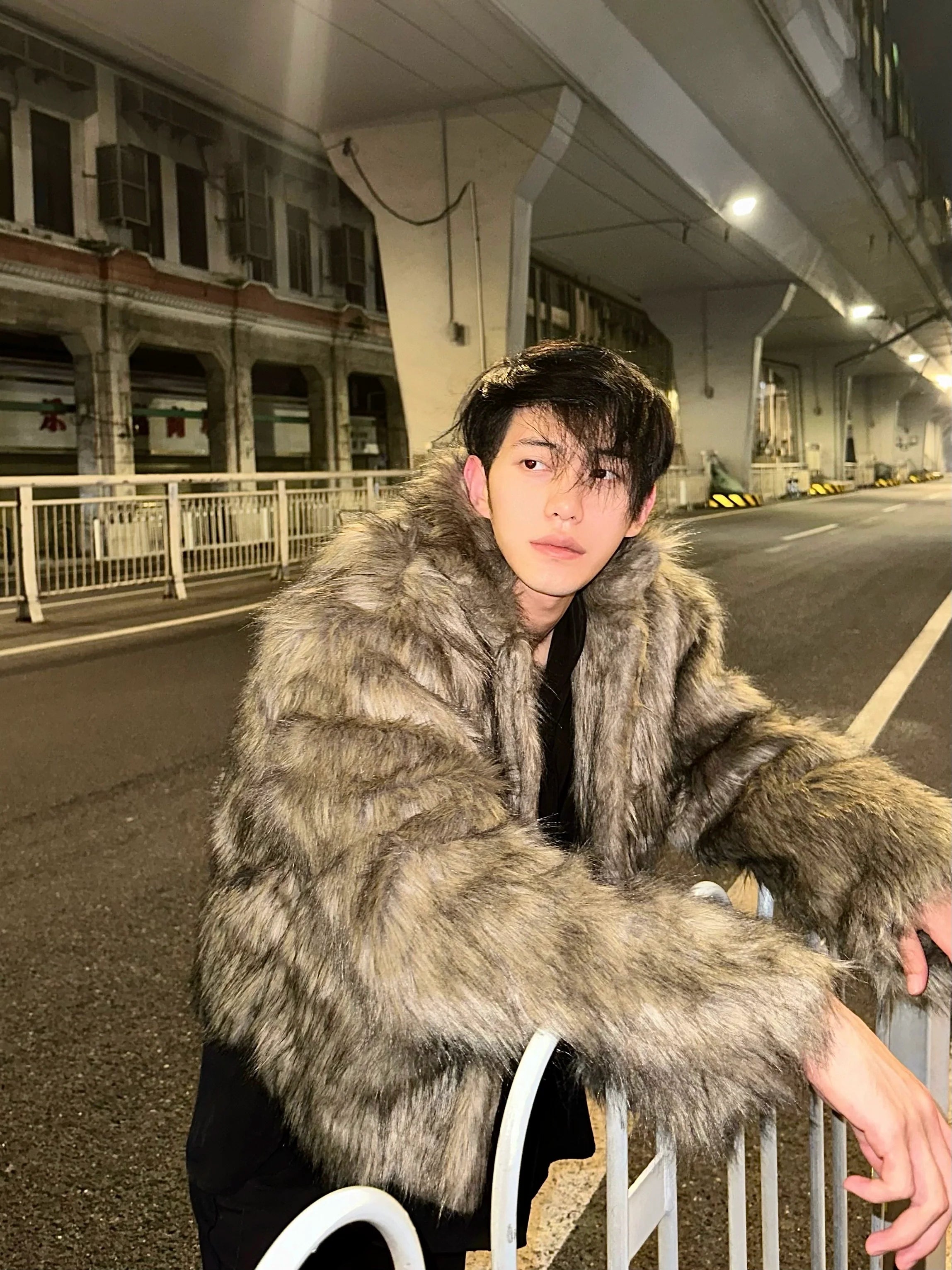 Plush Faux Fur Hooded Coat