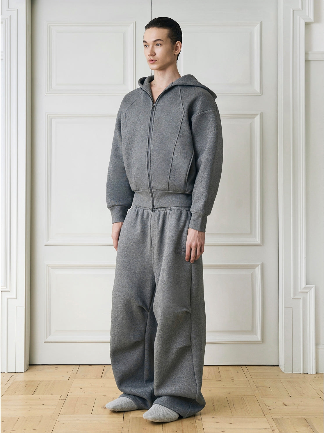 Heavyweight Zip-Up Hoodie and Wide-Leg Sweatpants Setup