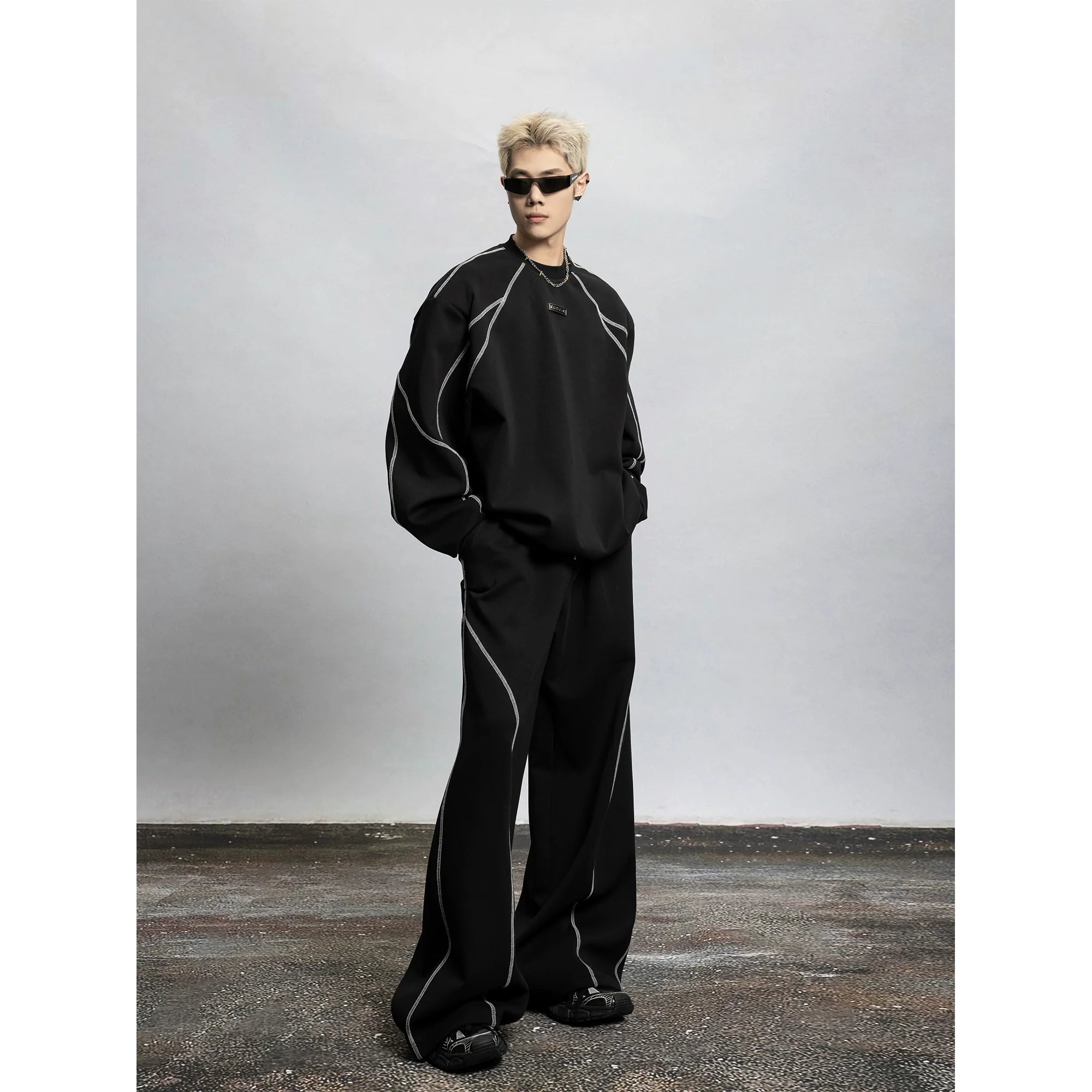 Oversized Contrast Stitch Sweatshirt