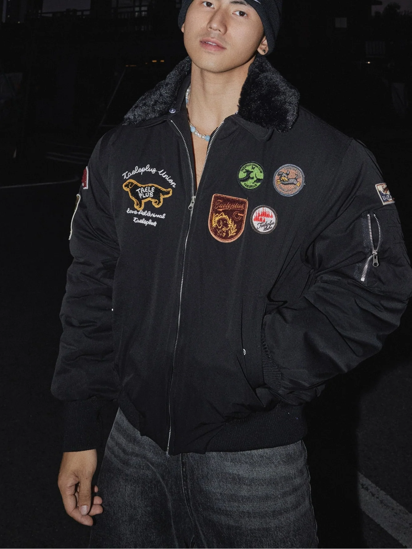 Night Ops Patchwork Bomber Jacket