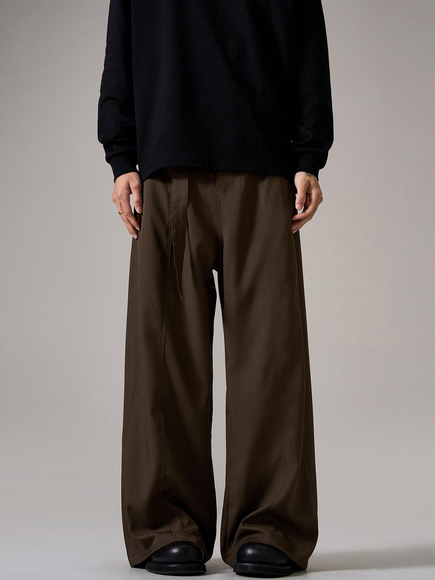 Brown Relaxed Wide Leg Pants