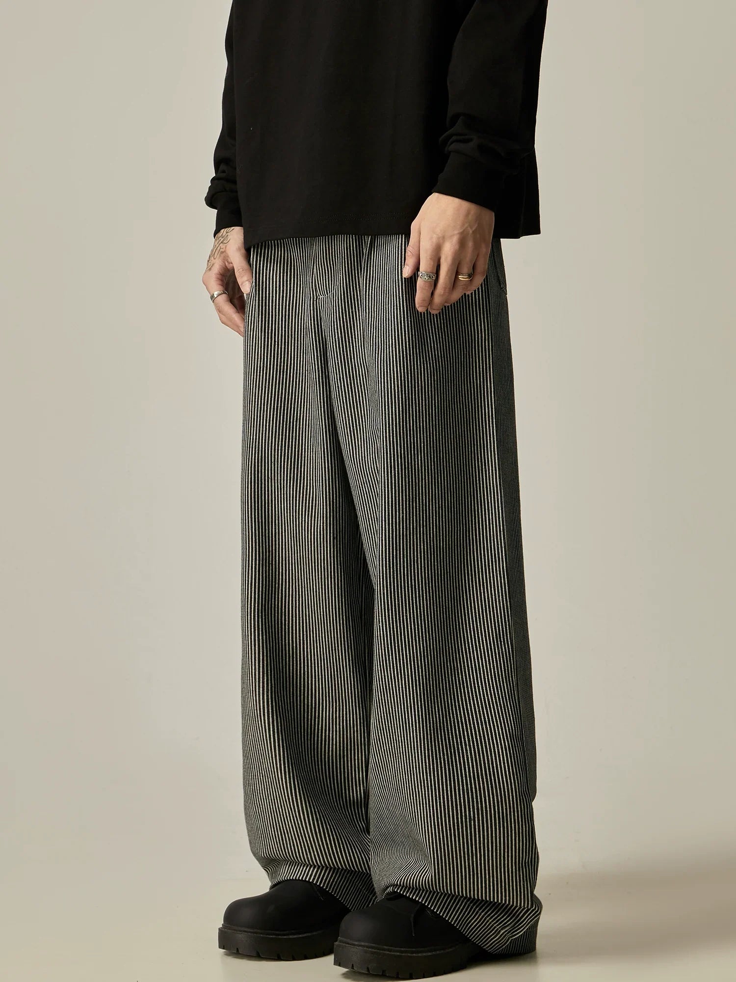 Pinstripe Wide Leg Baggy Trousers