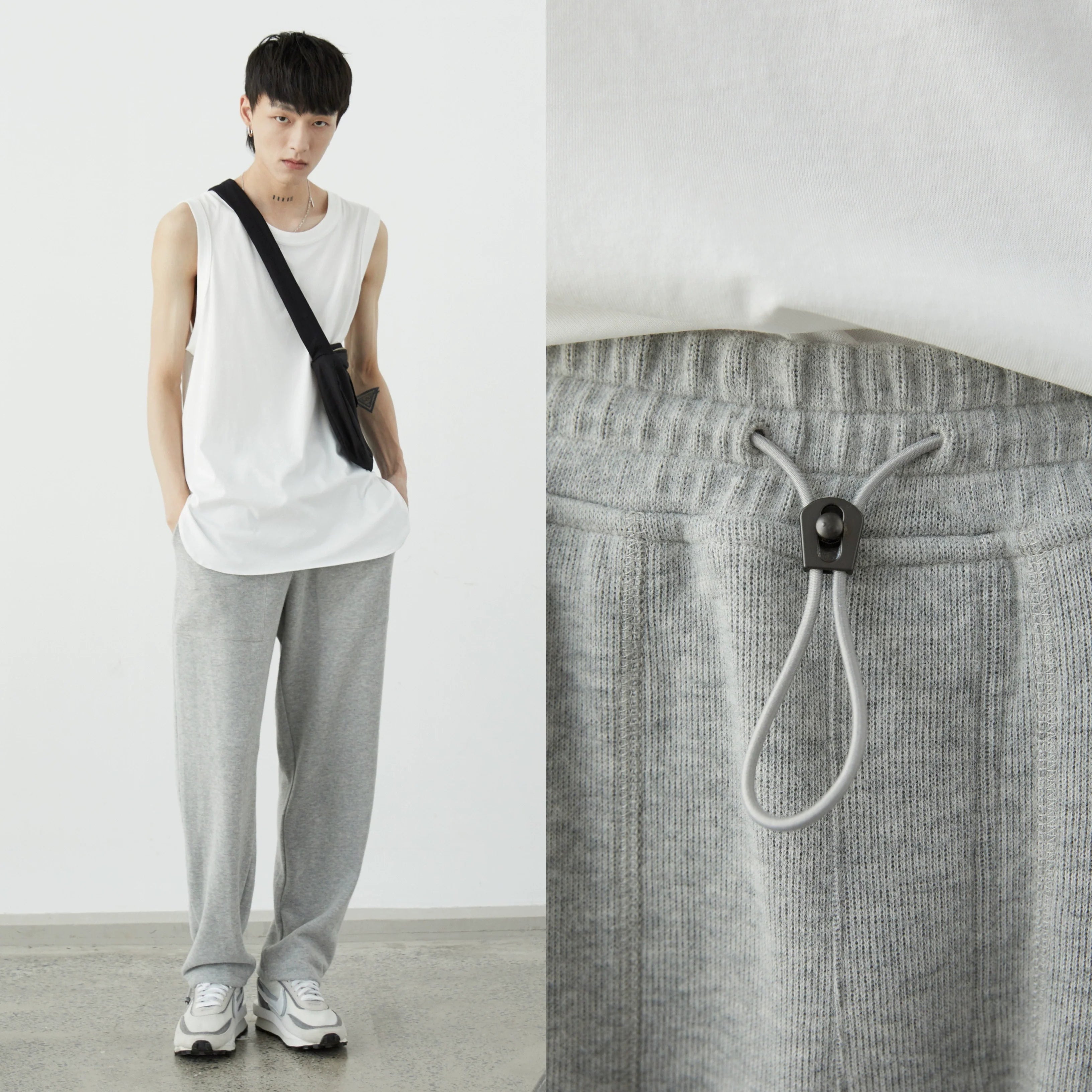 Drawstring Wide-Leg Athletic Pants