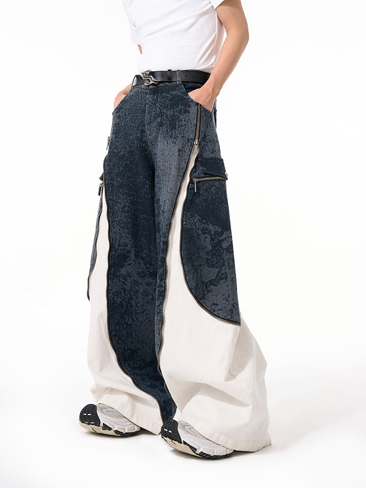 Multi-Zip Denim Bomber Jacket and Jeans Setup