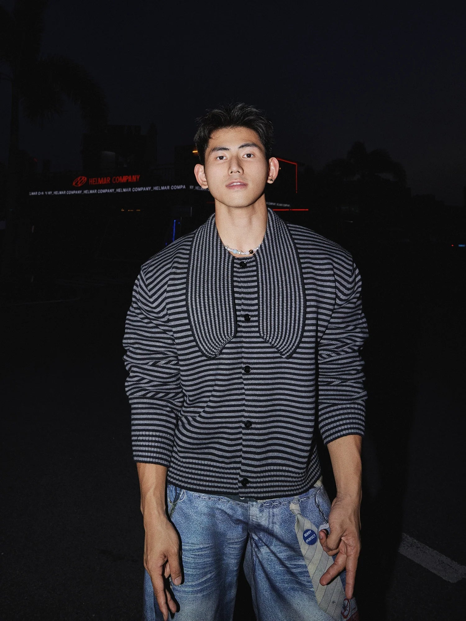 Retro Twist Stripe Knit Cardigan