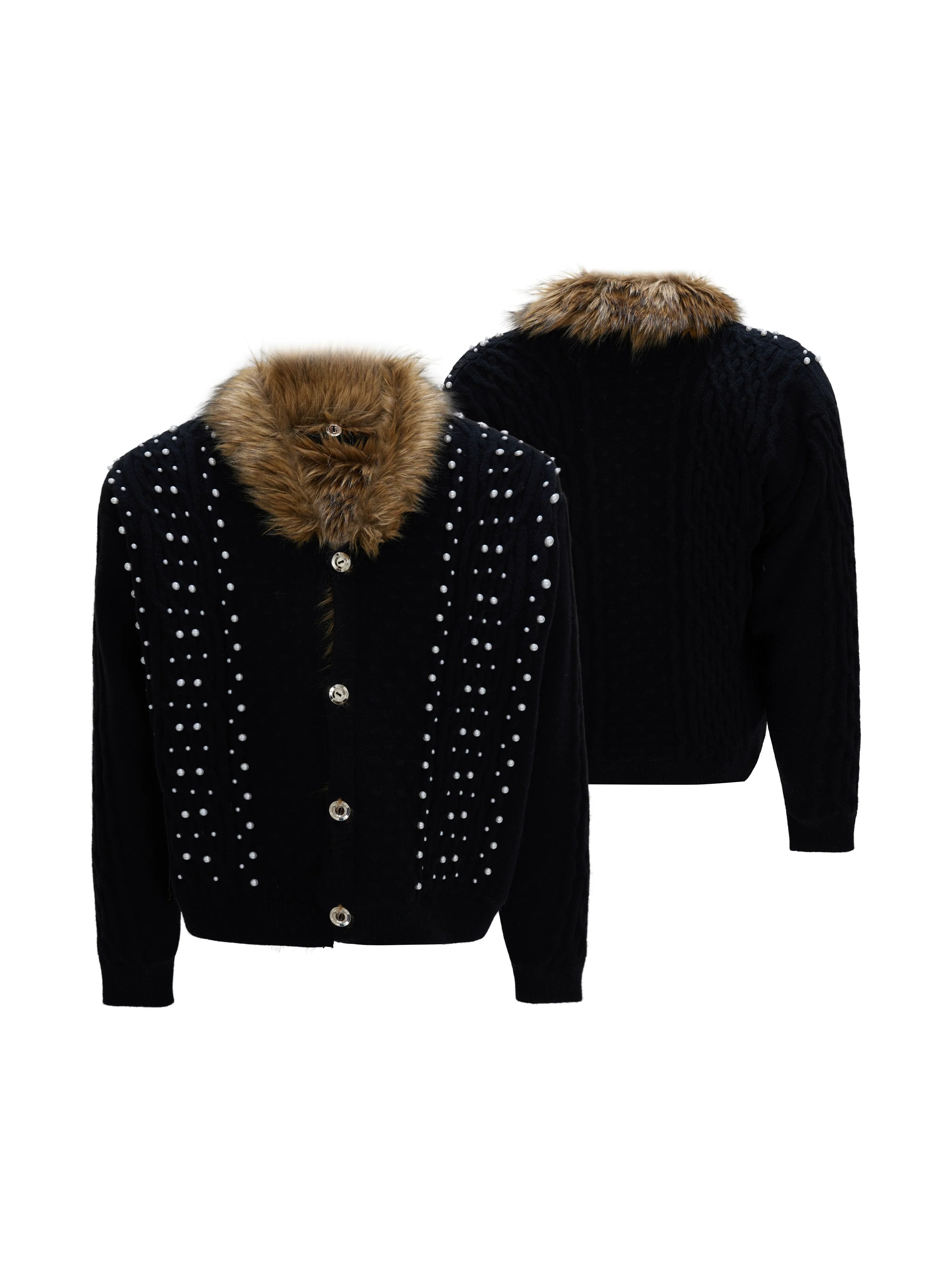 Pearl Frost Fur Collar Cardigan