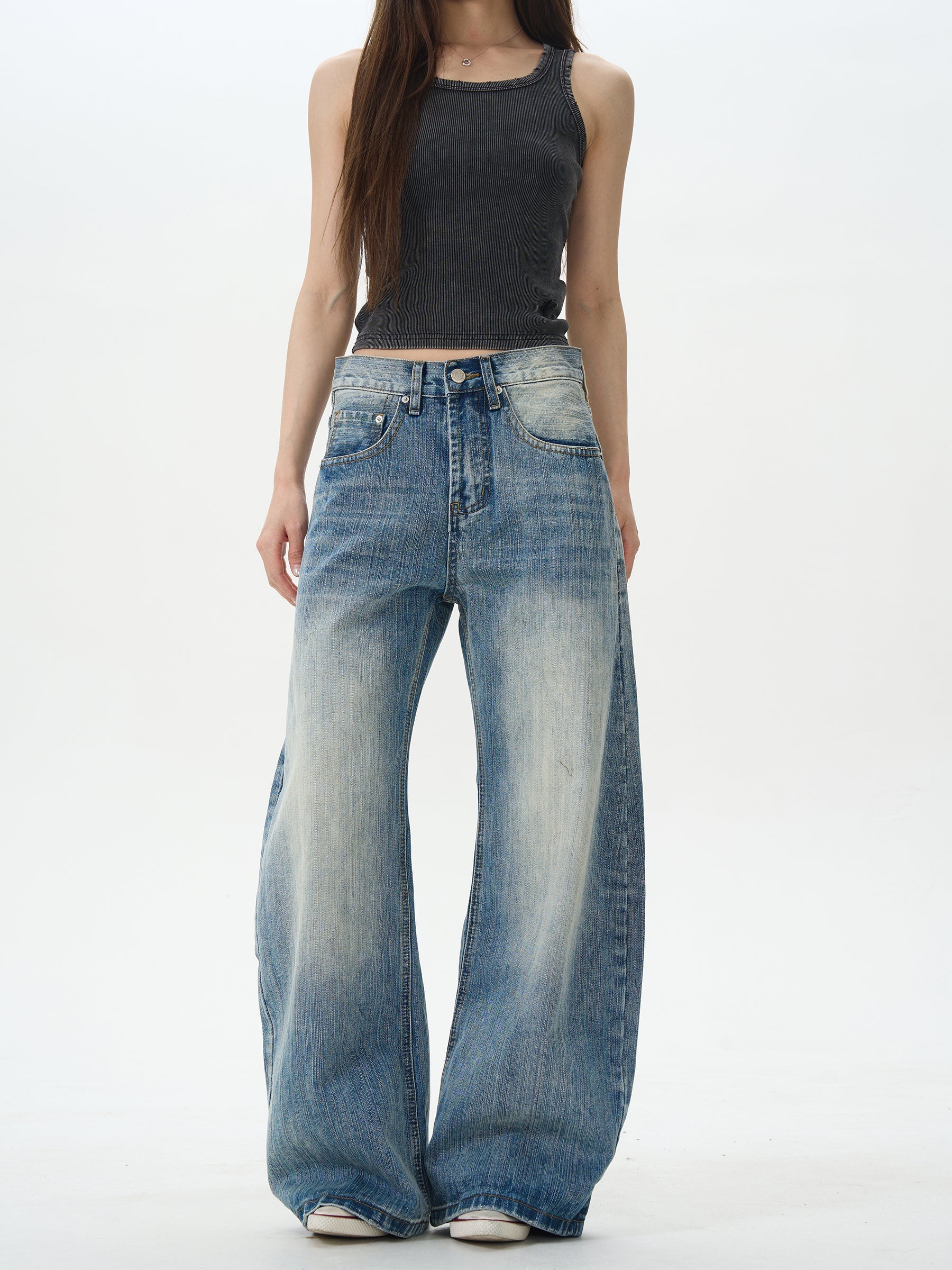 Retro Wide Leg Denim Jeans