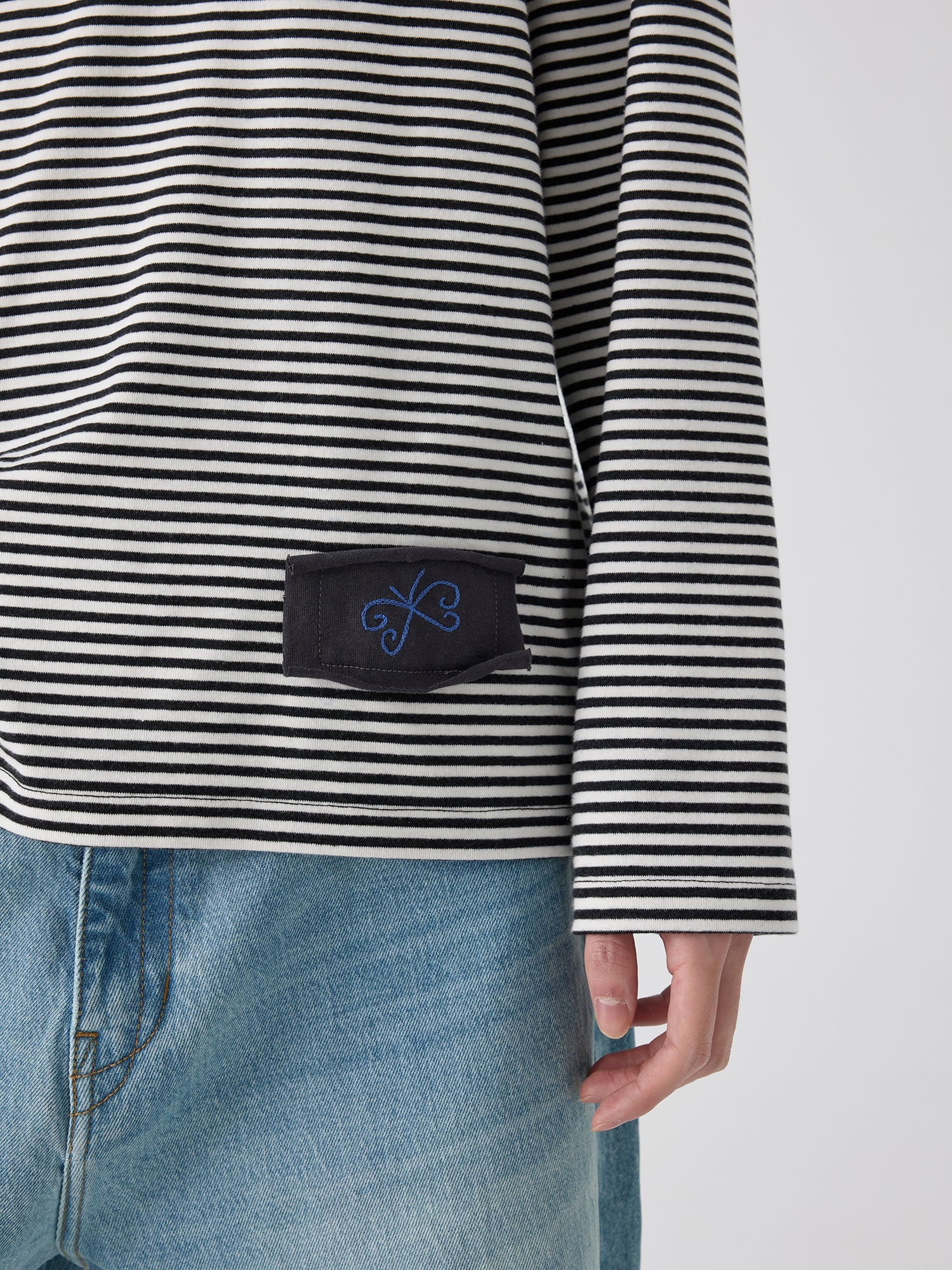 Striped Tie-Neck Long Sleeve Top