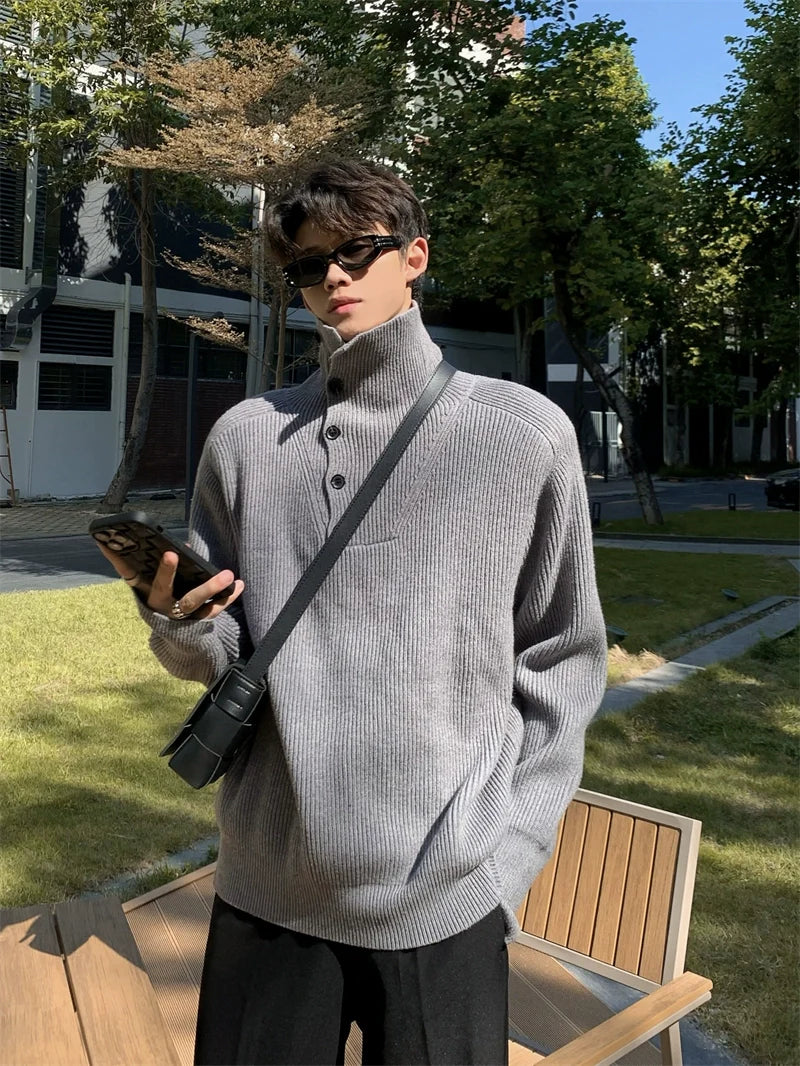 Half-Button Turtleneck Sweater