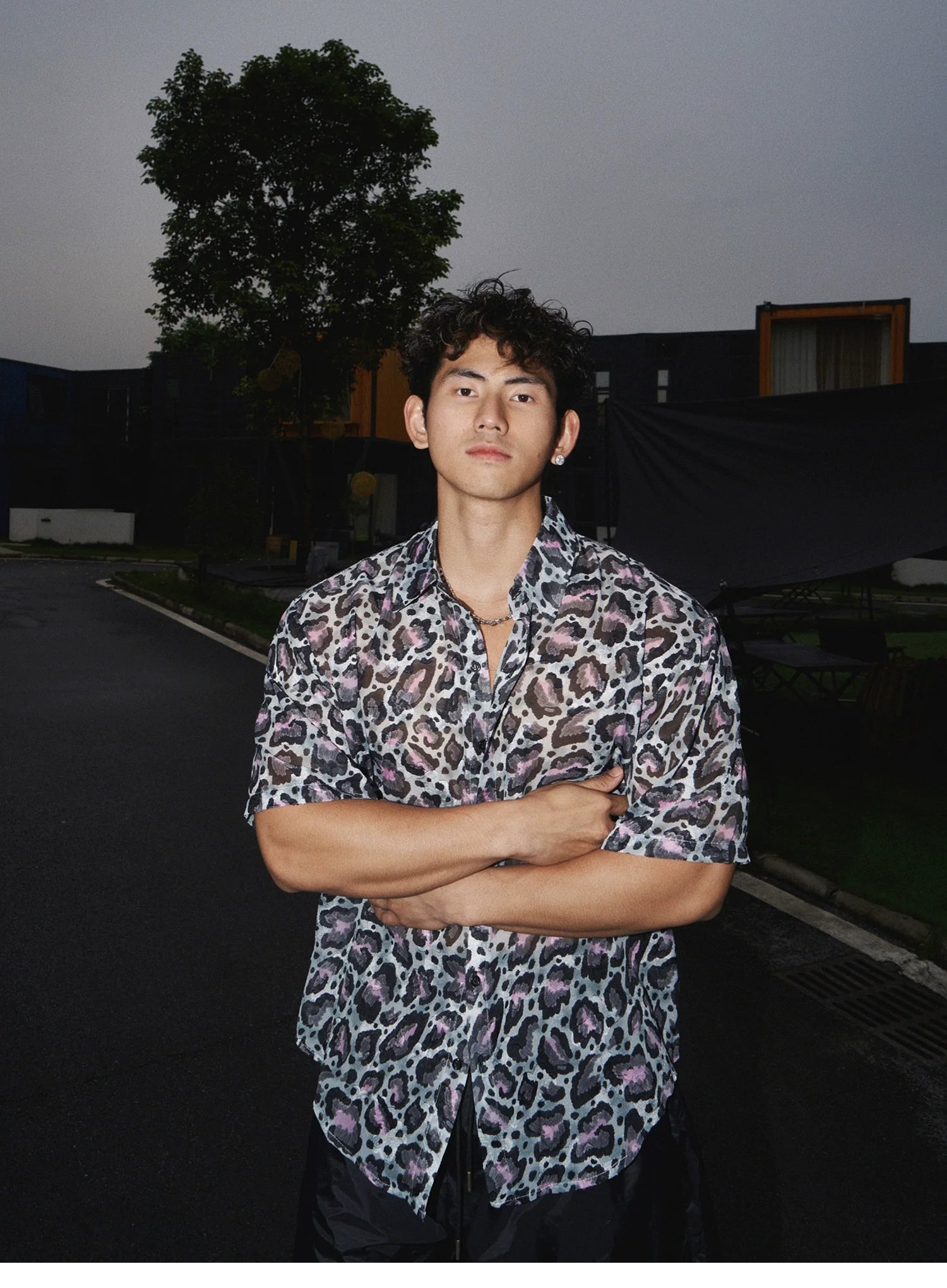 Sheer Abstract Print Summer Shirt