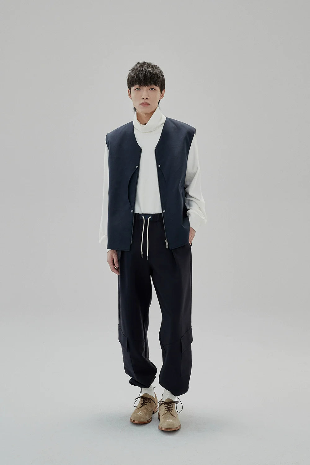 Draping Drawstring Cargo Casual Pants