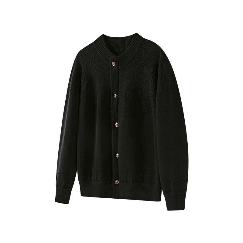 Jacquard Pattern Knit Cardigan