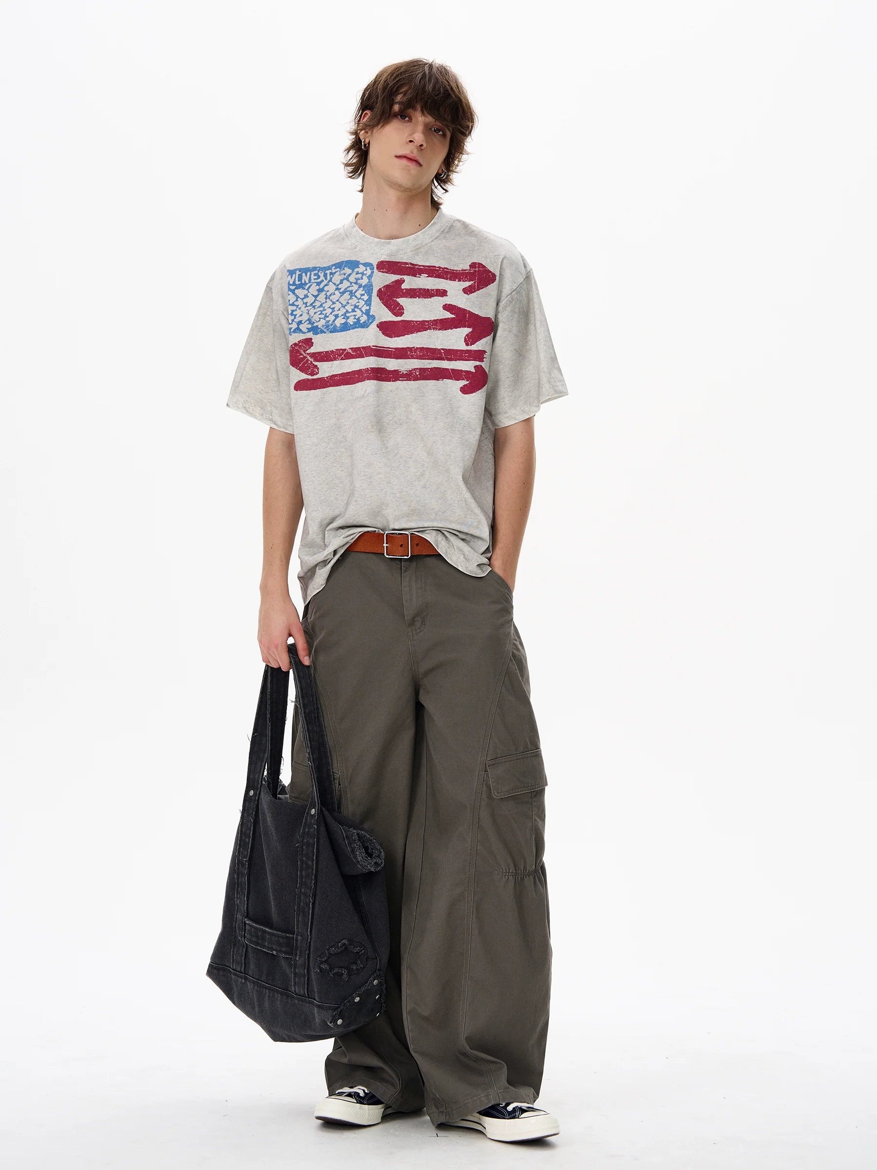 Vintage Flag Graphic Oversized T-Shirt
