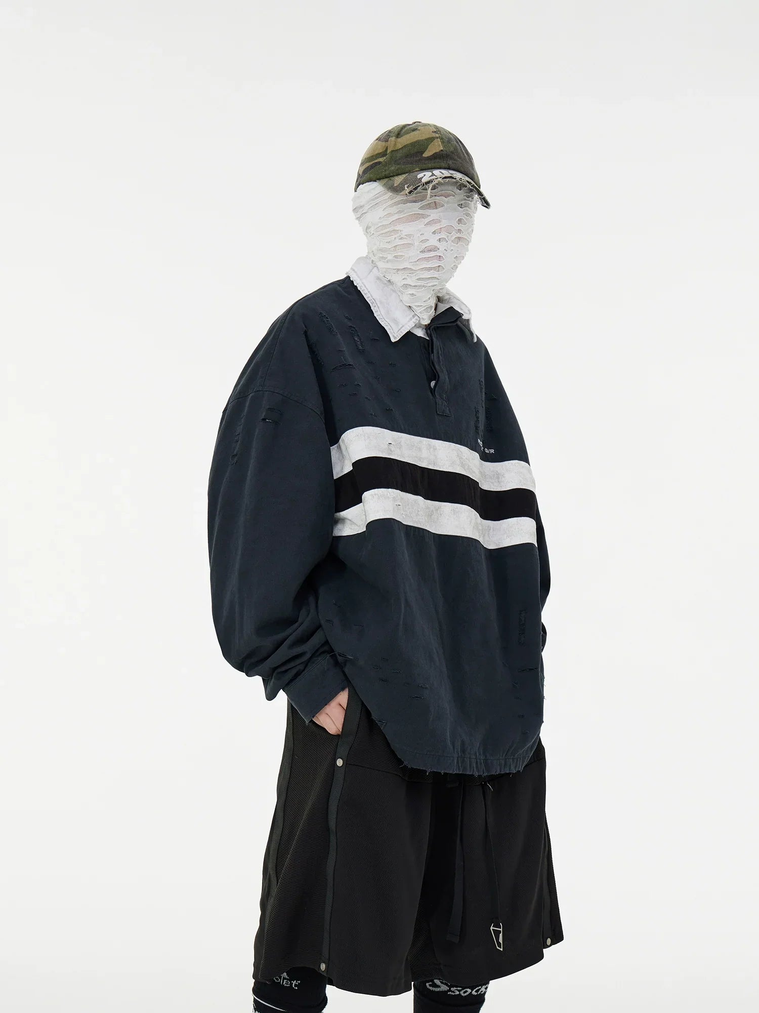 Distressed Stripe Varsity Rugby Shirt