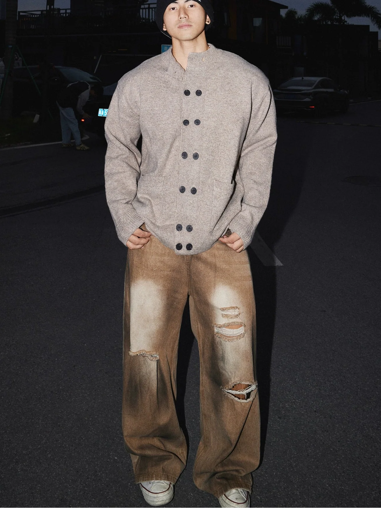 Cinderline Double-Breasted Knit Cardigan