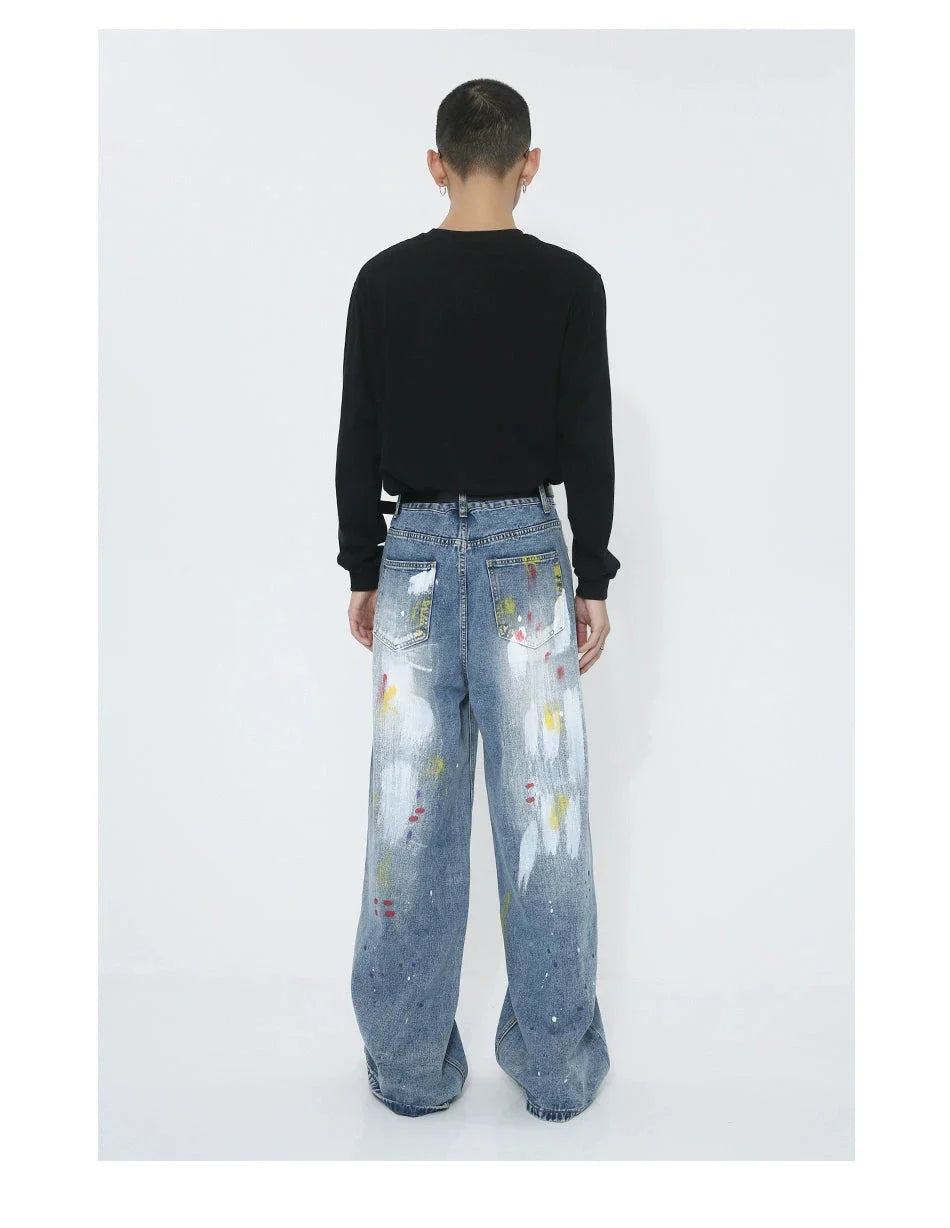 Voguo Relay Avant-Garde Splash Wide-Leg Jeans