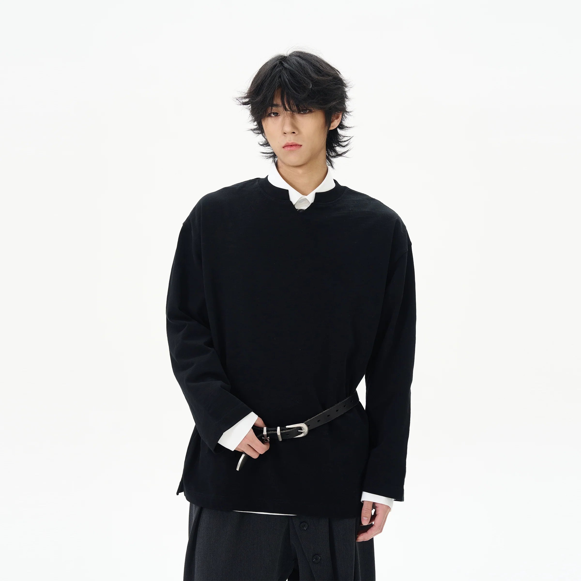 White Split Neck Cotton Shirt