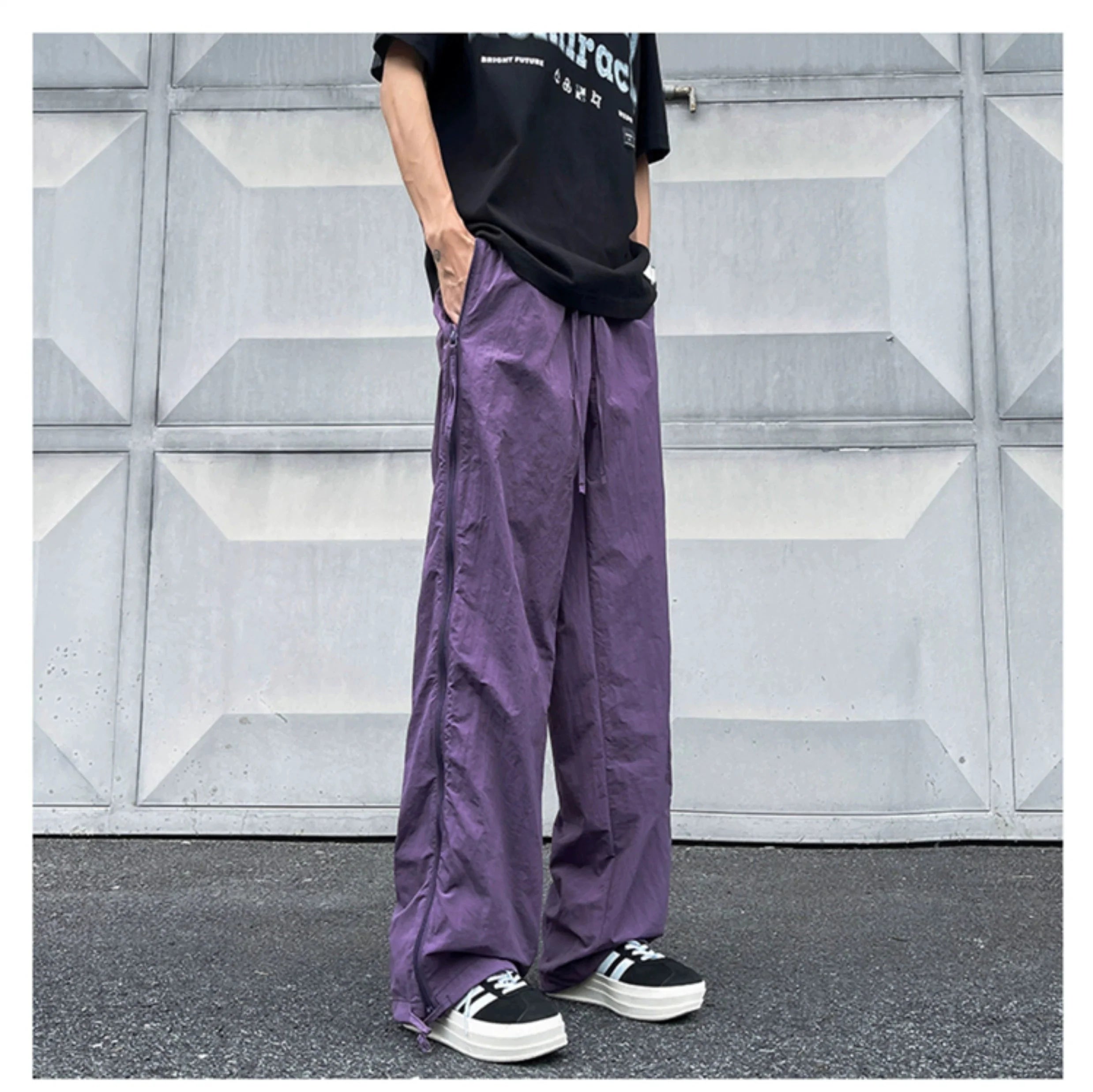 Mesh Panel Wide Leg Pants