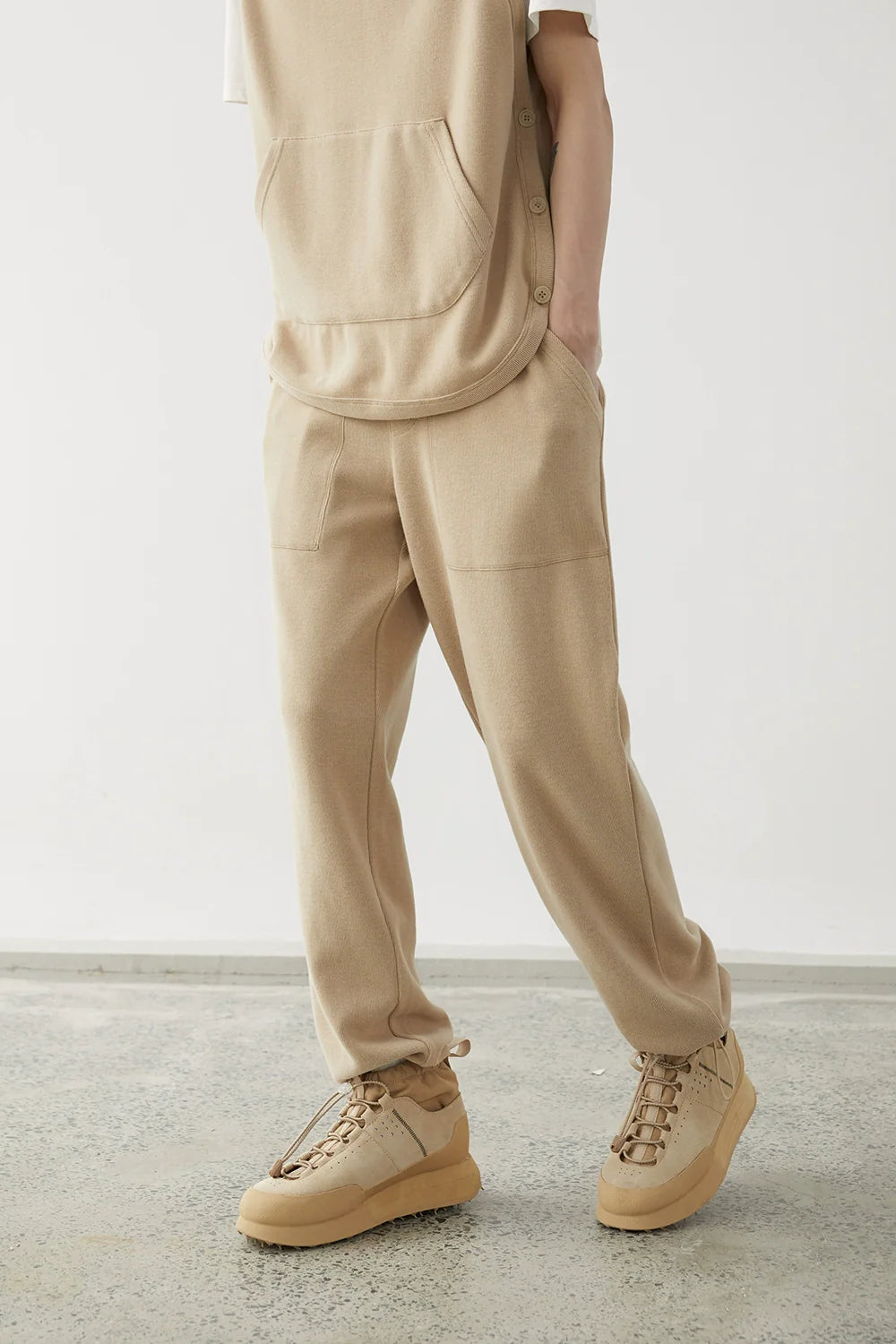 Drawstring Wide-Leg Athletic Pants