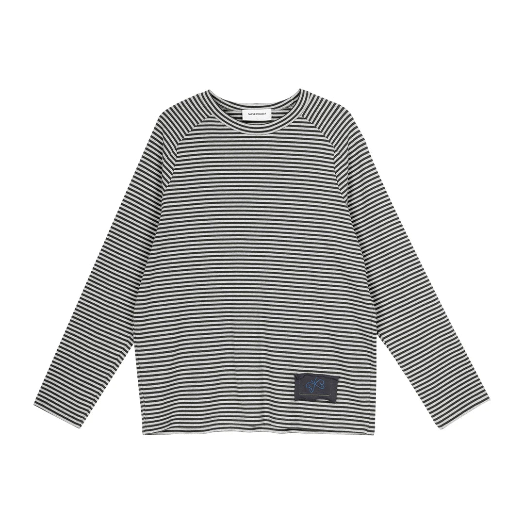 Striped Tie-Neck Long Sleeve Top