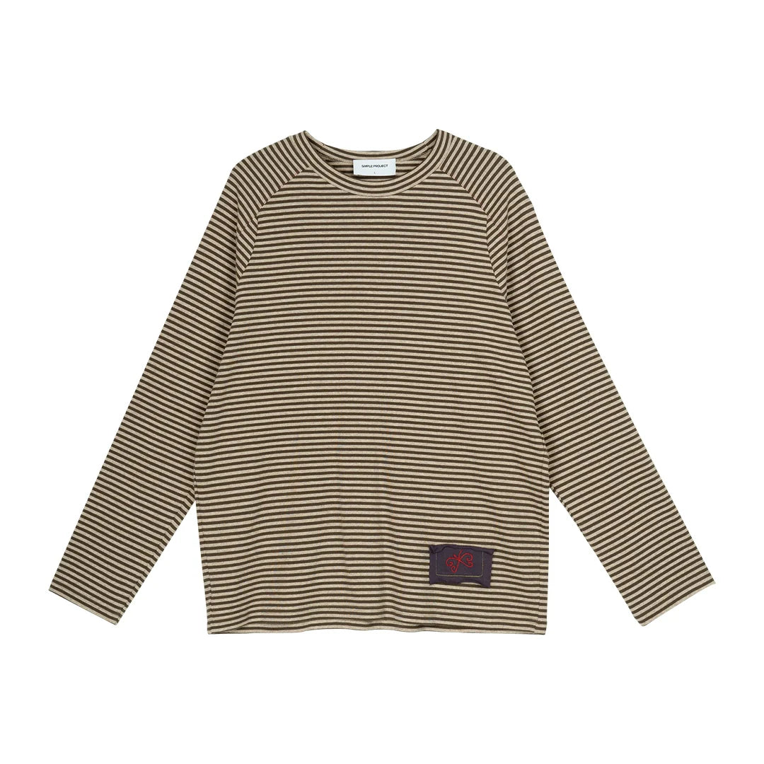 Striped Tie-Neck Long Sleeve Top