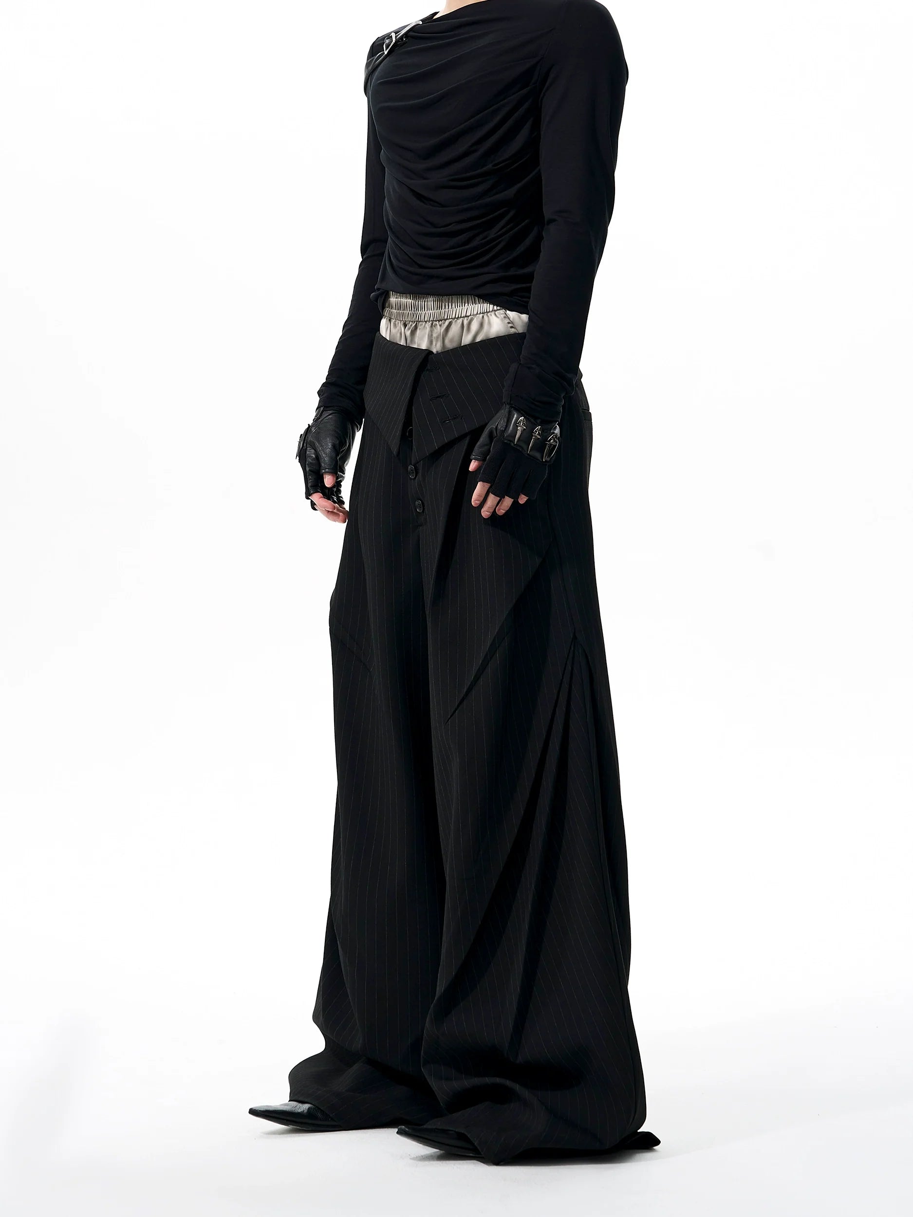 Wide Leg Asymmetrical Waist Trousers