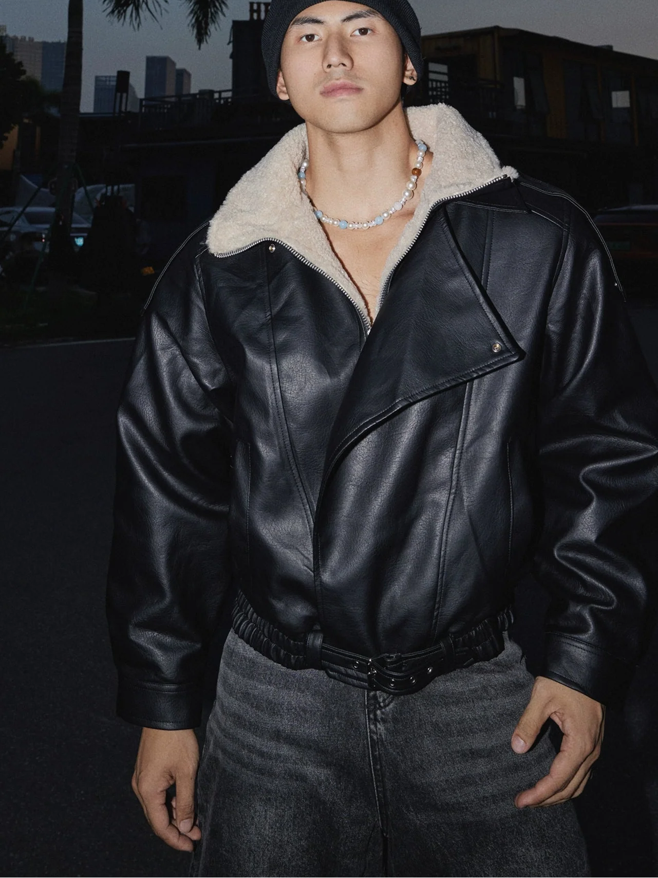 Shadow Luxe Shearling Moto Jacket