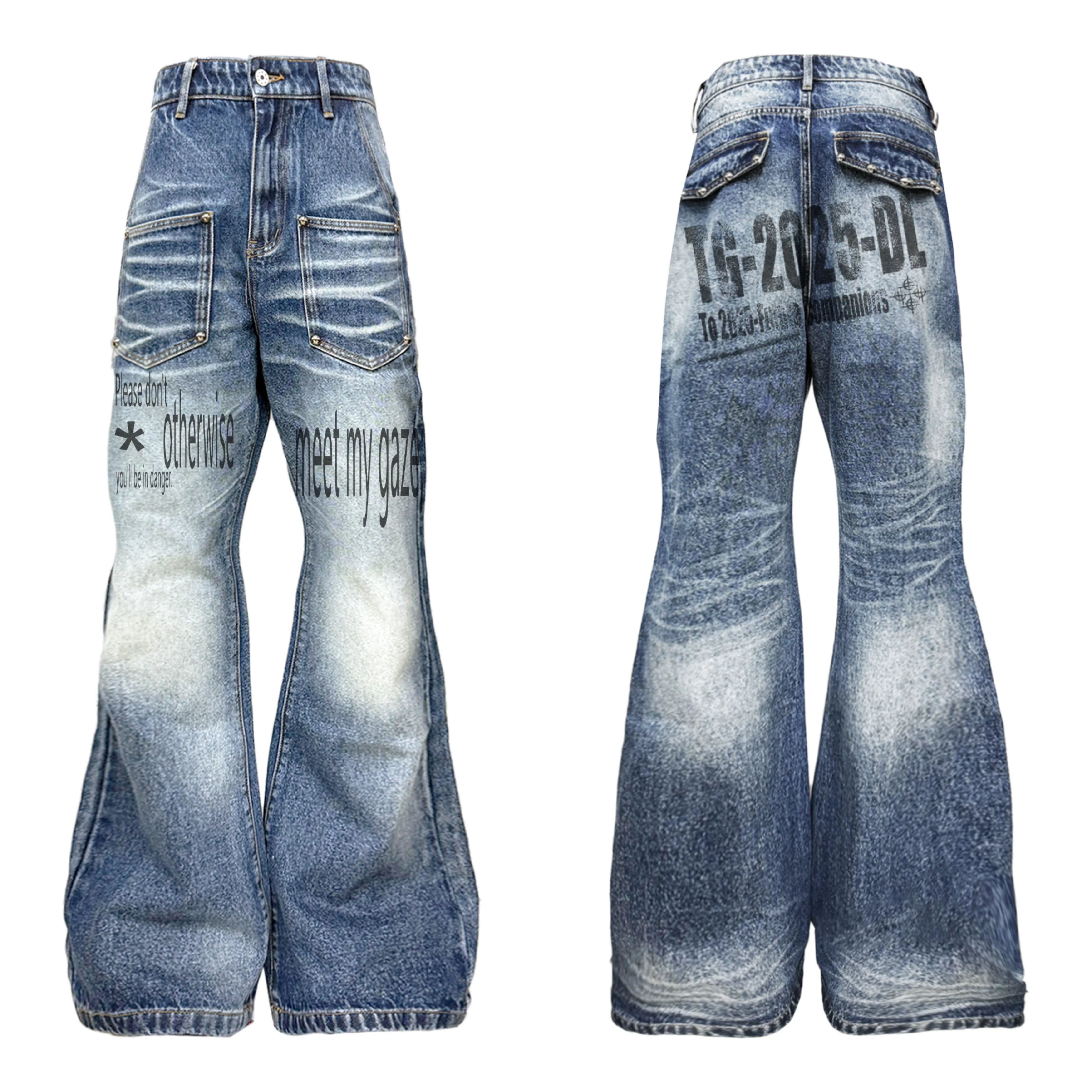 Gaze Trigger Slogan Flare Jeans