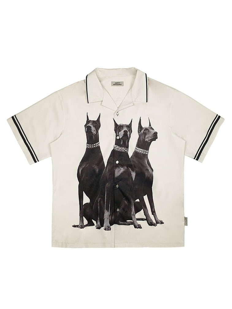 Doberman Print Short Sleeve Shirt - chiclara