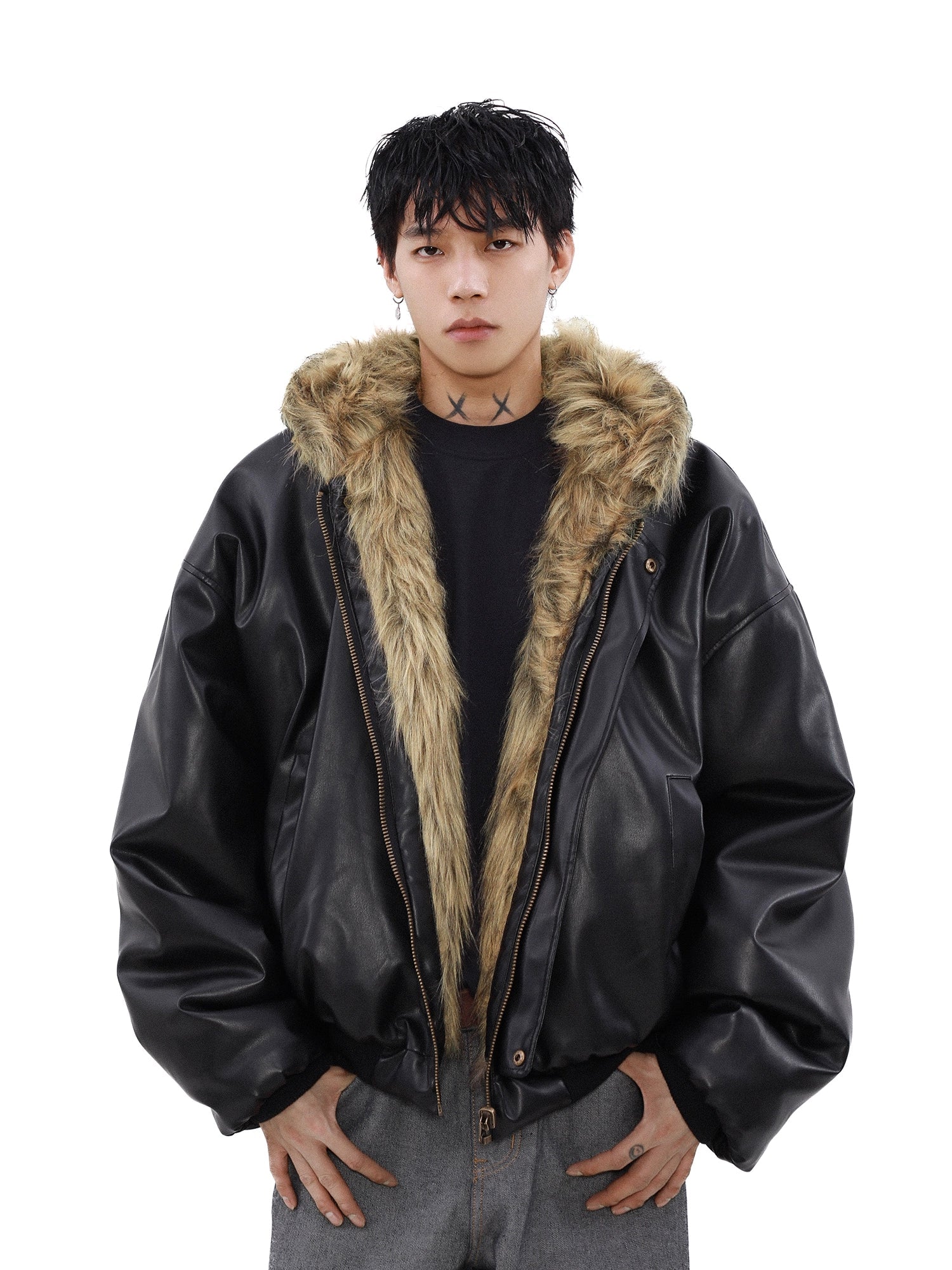 어번 프라울 인조 모피 보머