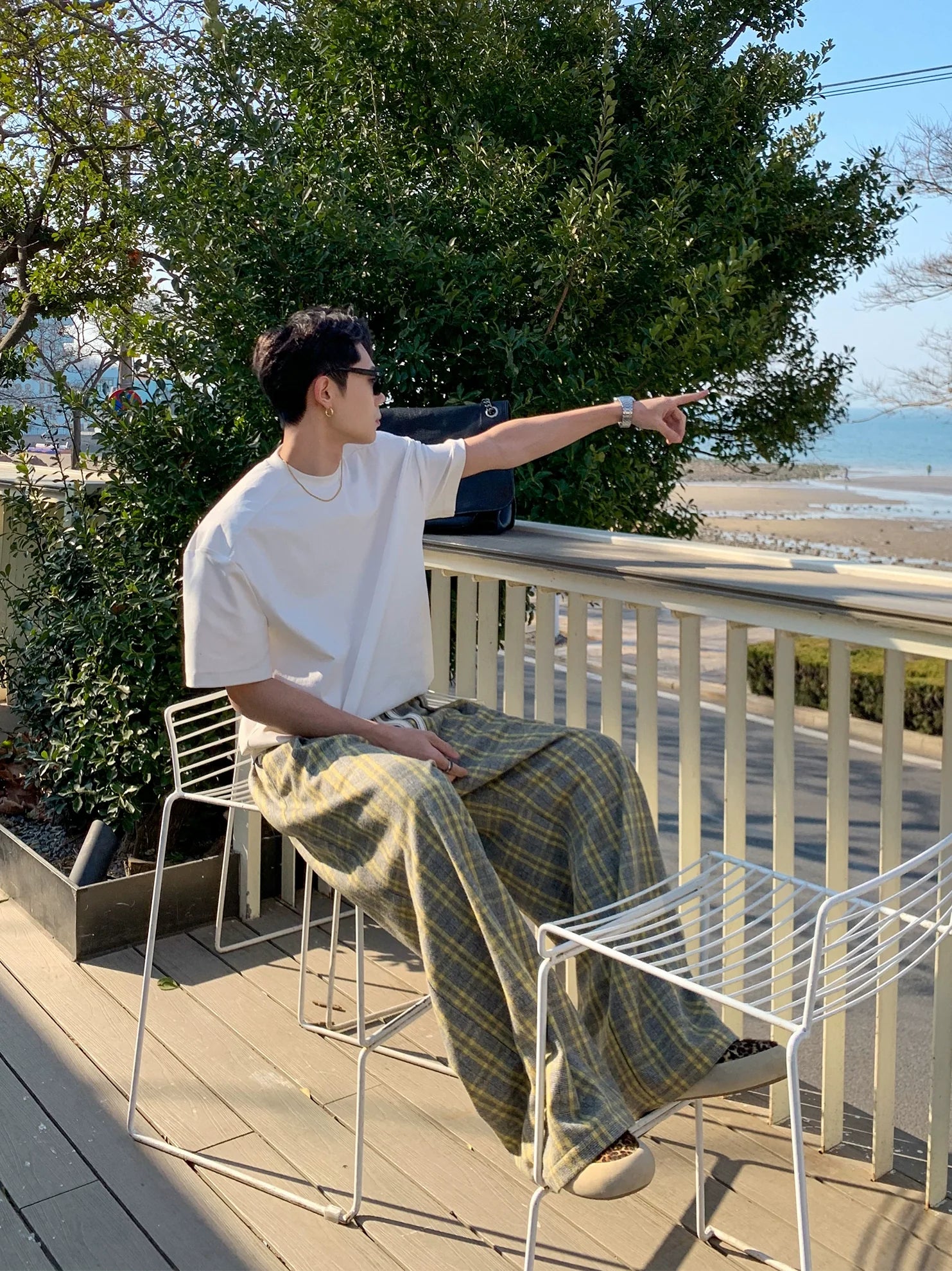 Yellow Plaid Wide Leg Pants