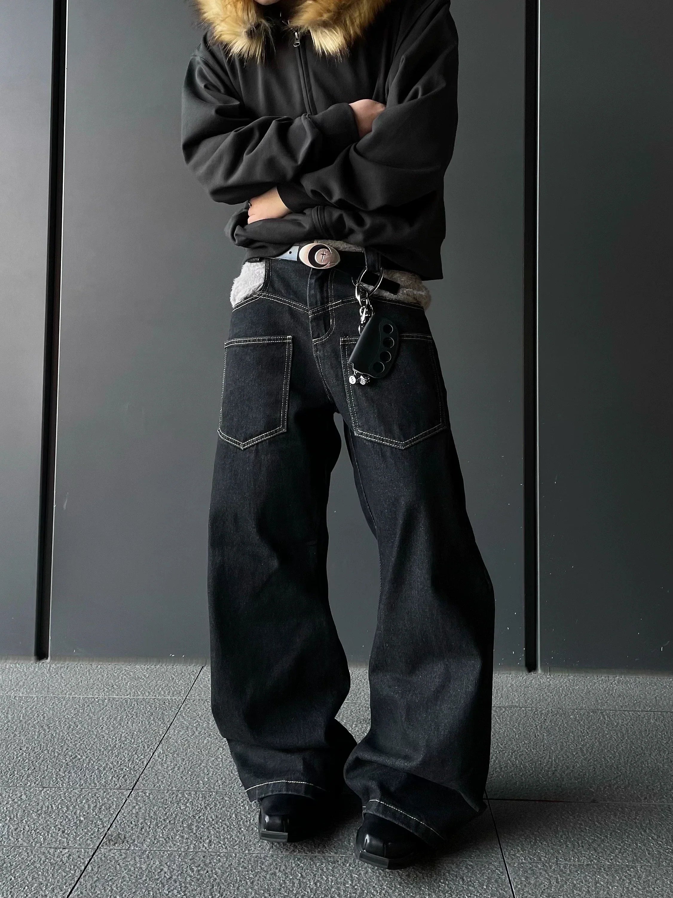 Shadow Stitch Wide Leg Jeans