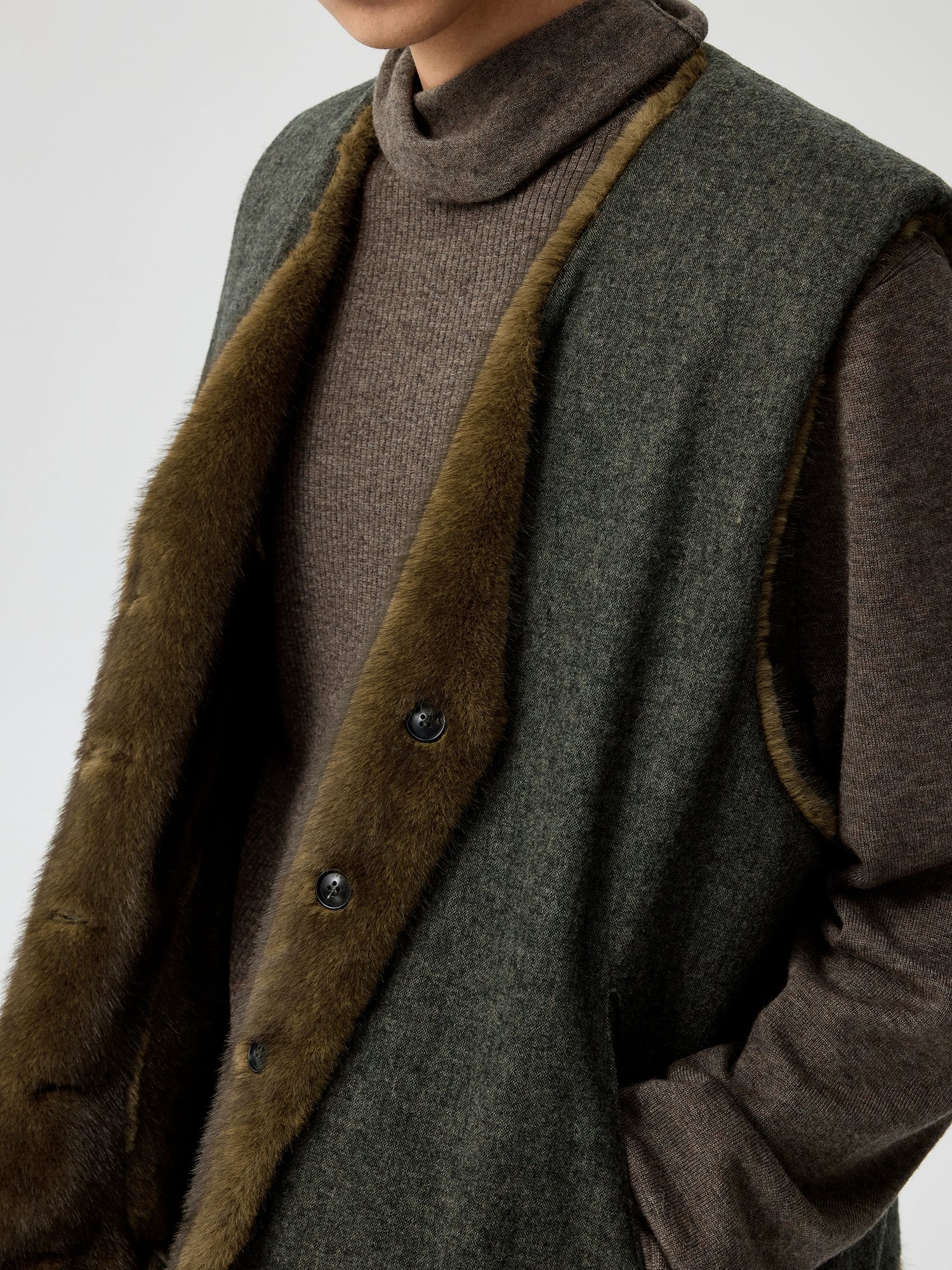 Evergreen Reversible Wool Sherpa Vest