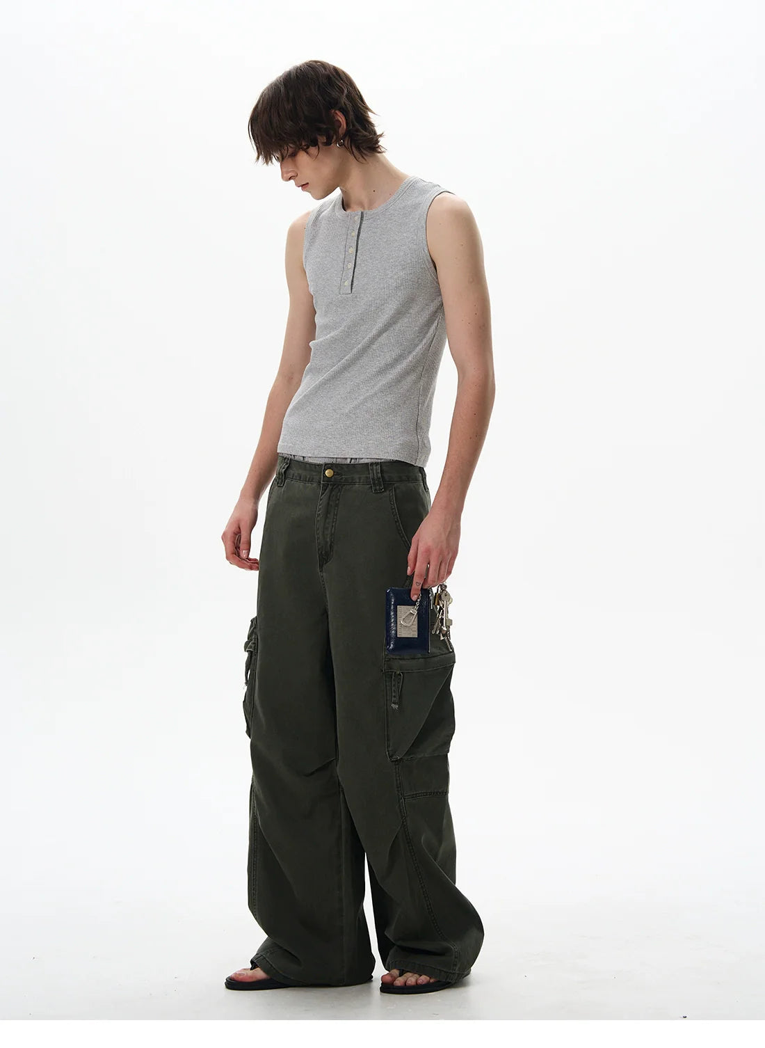 Slim Sleeveless Henley Tank Top