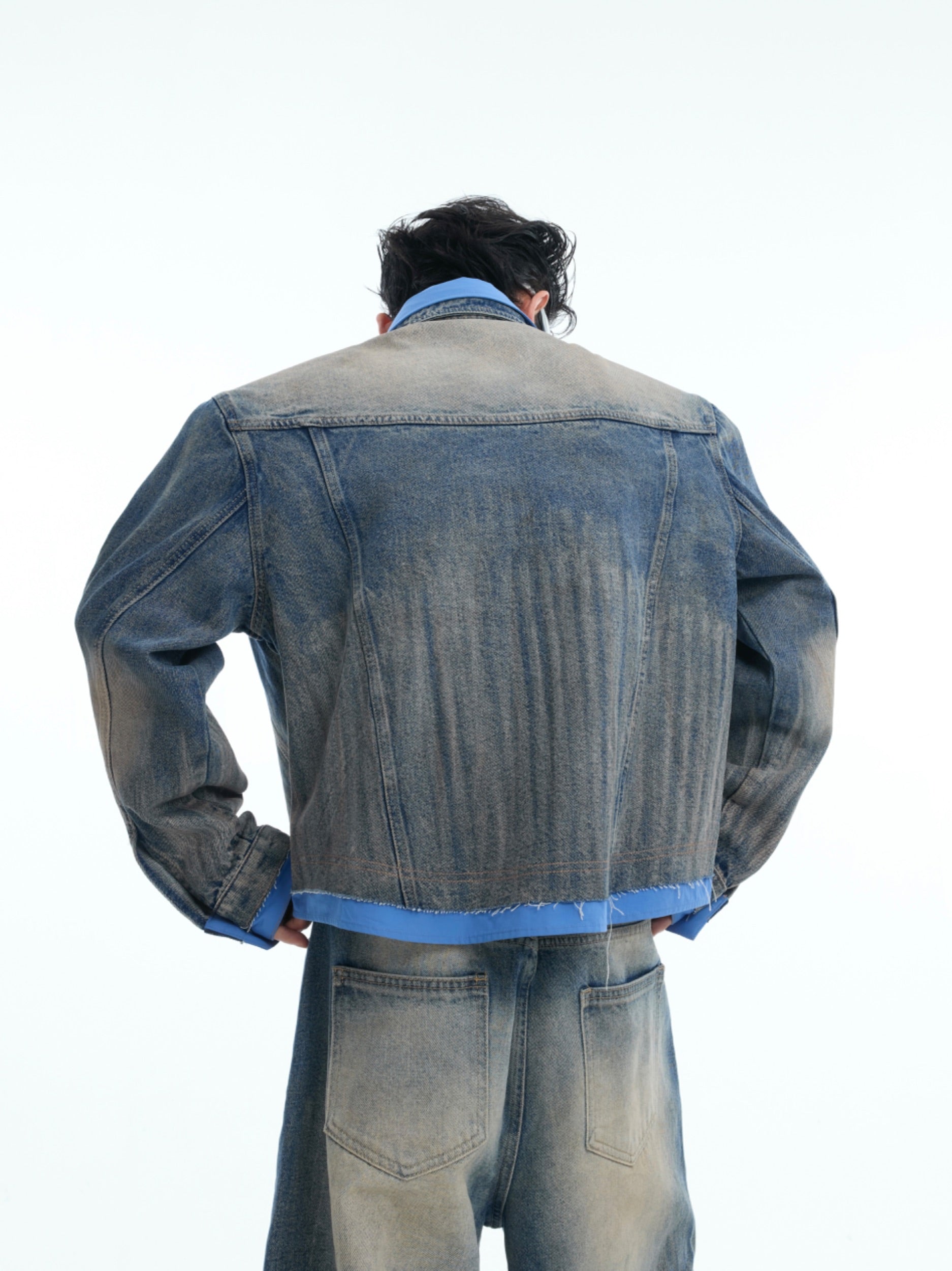 레이어드 해체 데님 트러커 재킷