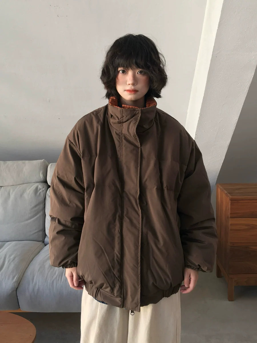 양면 브라운 면 재킷