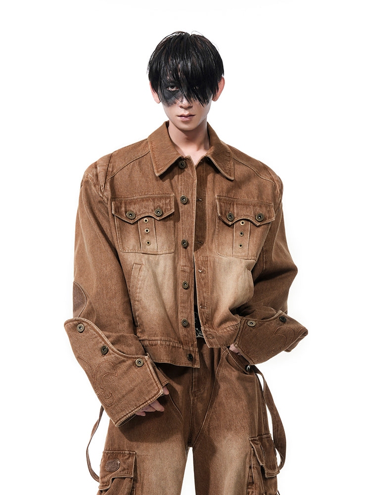 Brown Washed Denim Jacket and Jeans Setup