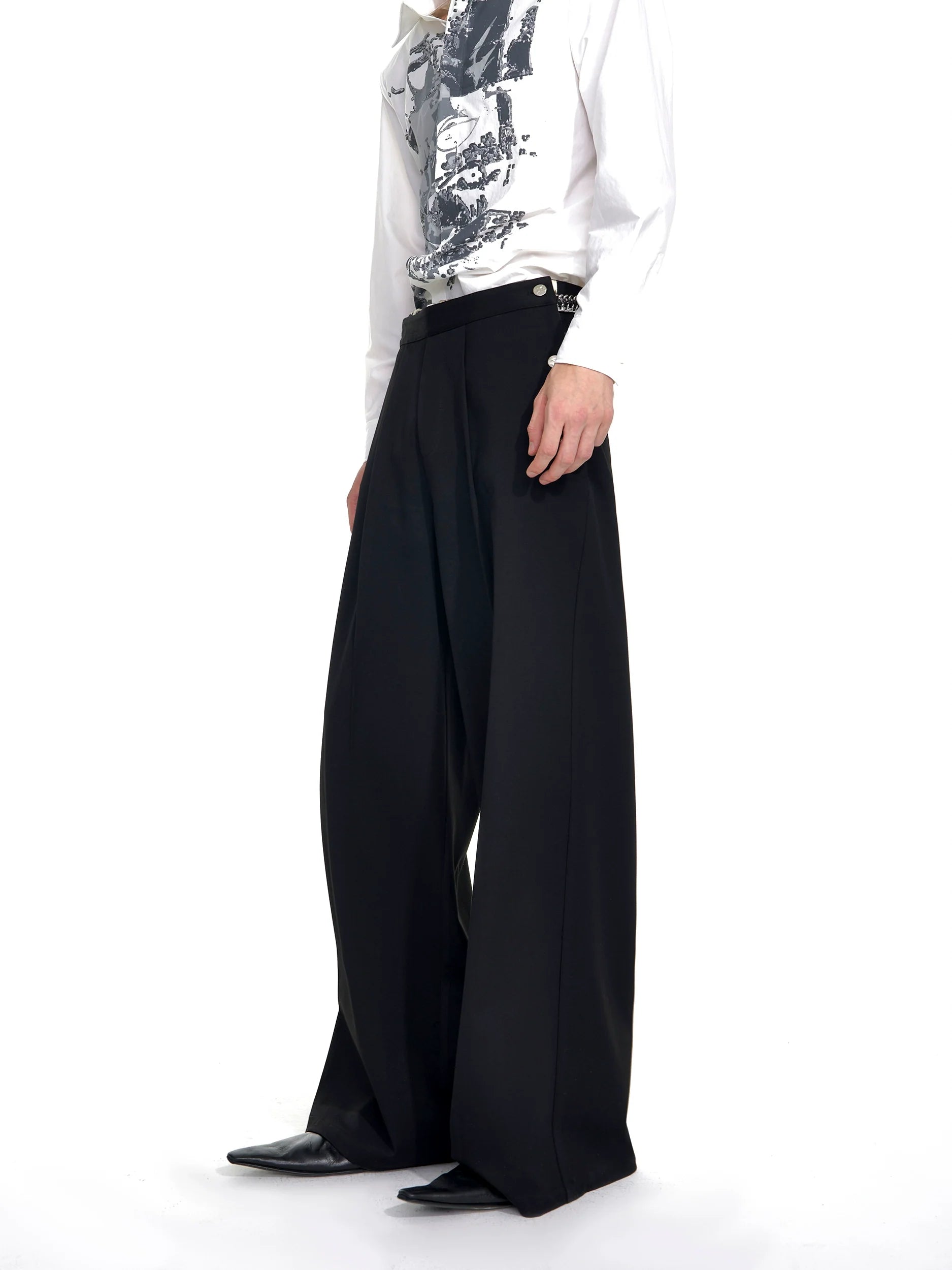 Wide Leg Asymmetrical Waistband Trousers