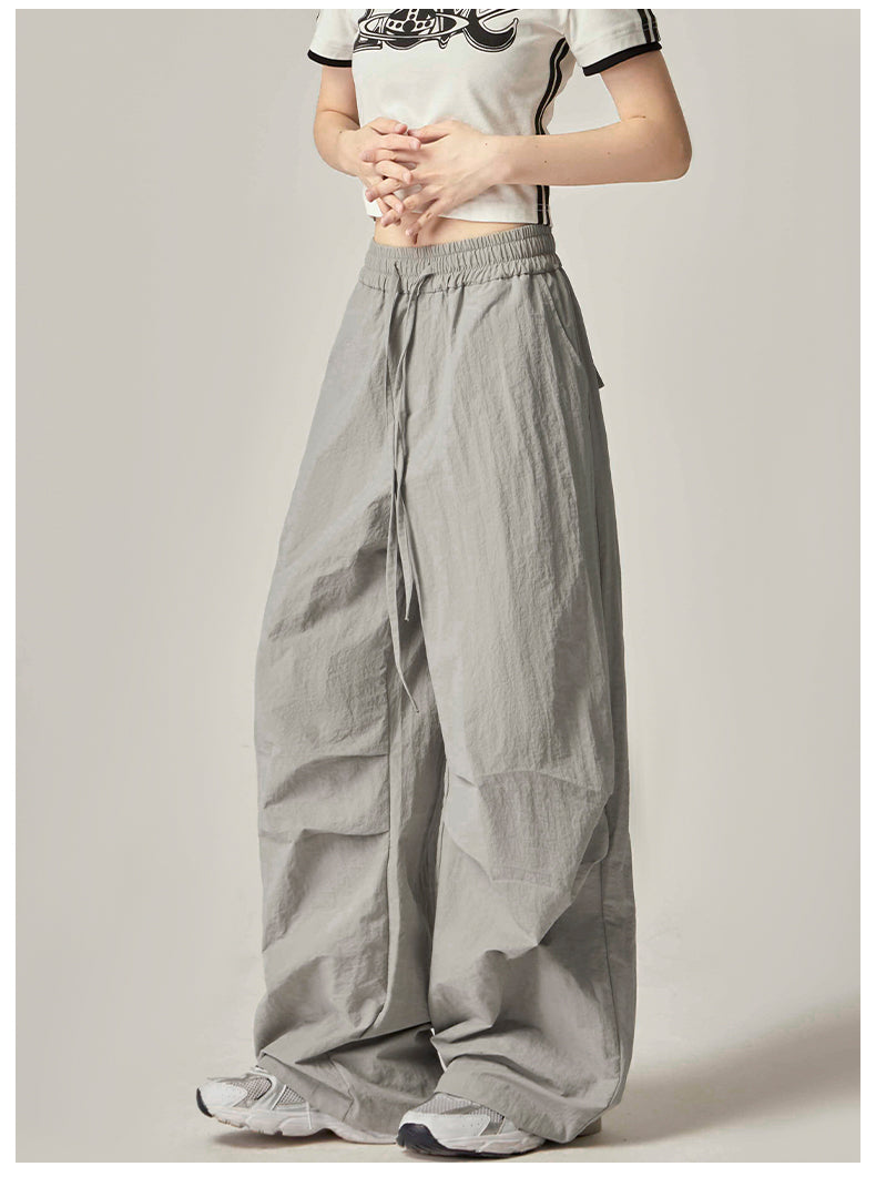 Grey Drawstring Loose Cargo Pants