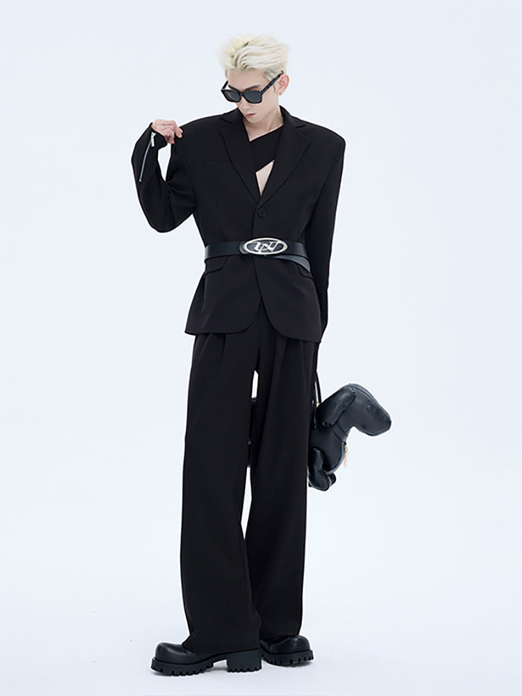 클래식 블랙 블레이저 및 팬츠 세트