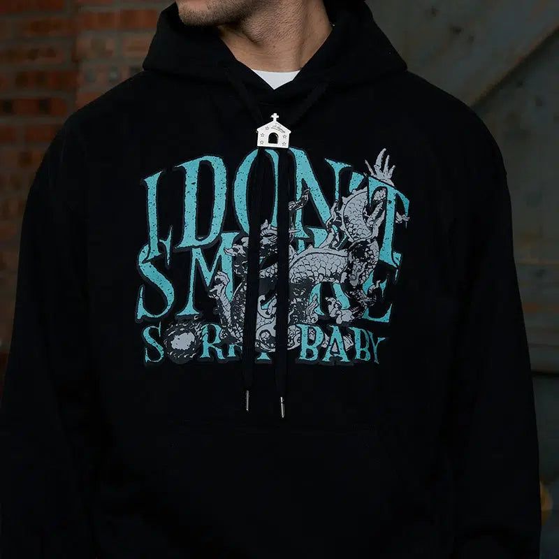 Dragon Graphic Hoodie with Drawstring - chiclara