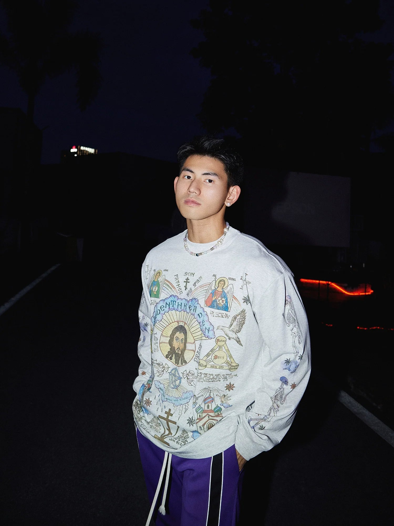 Religious Icon Print Oversized Sweatshirt