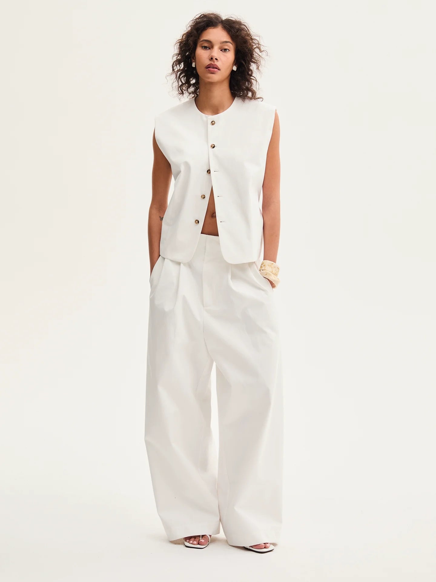 IvoryPlane Minimal Button Vest